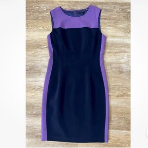 Elie Tahari Navy and Purple Sheath Dress new with tags size 6